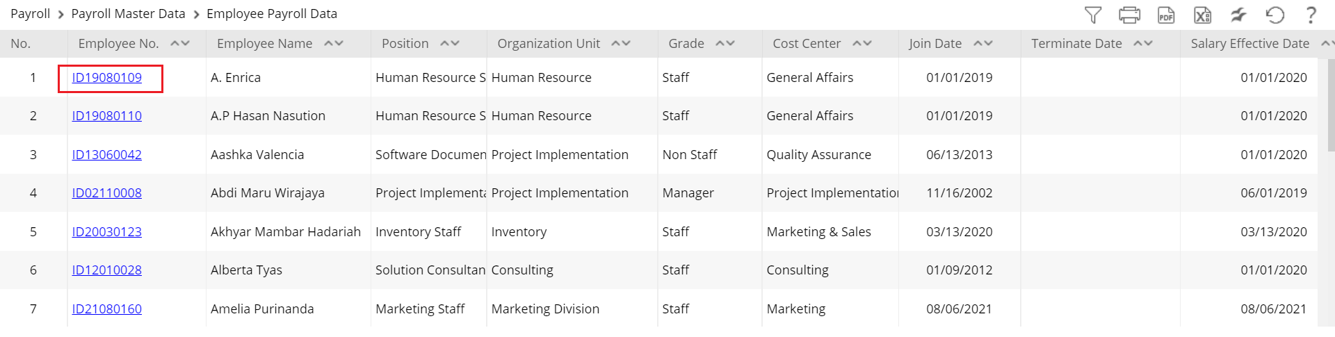 Employee Payroll Data Page